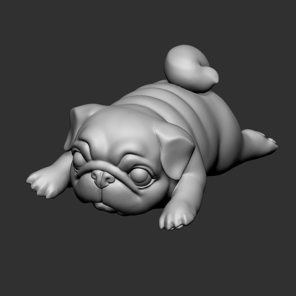 Lazy Pug 3D print model_1