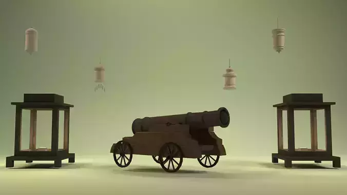 cannon and lanterns