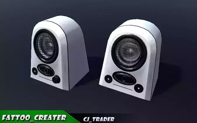 Mini computer speakers low poly 3D Model