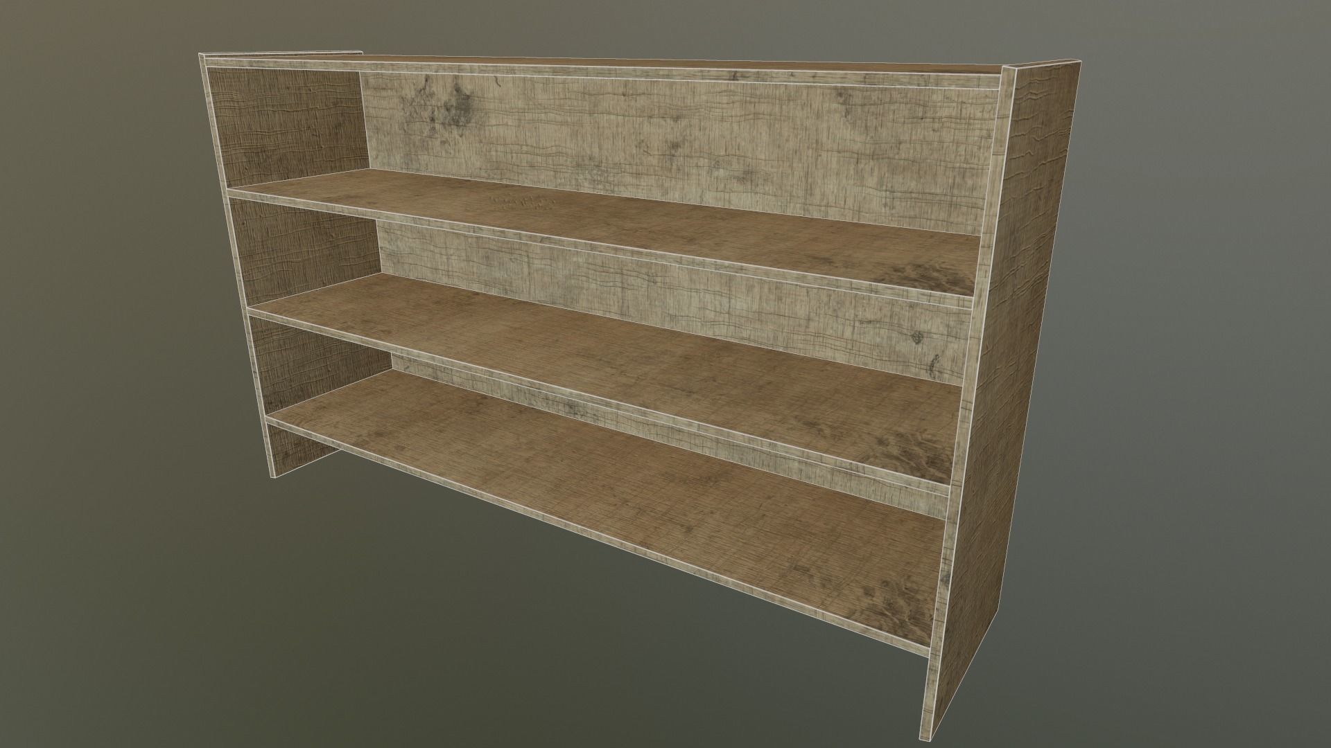 Bookshelf wooden shelf Low-poly 3D model_8