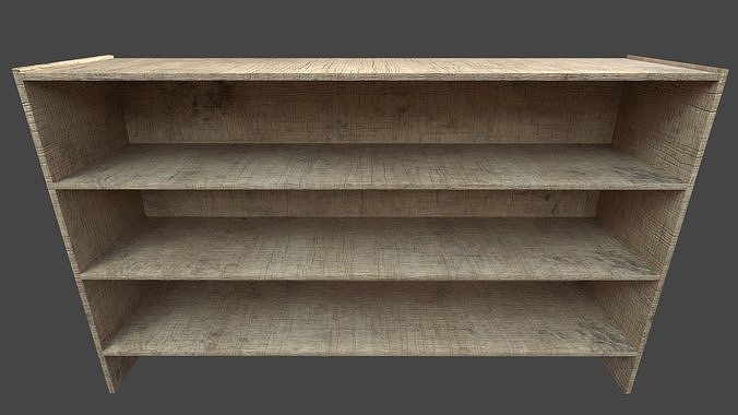 Bookshelf wooden shelf Low-poly 3D model