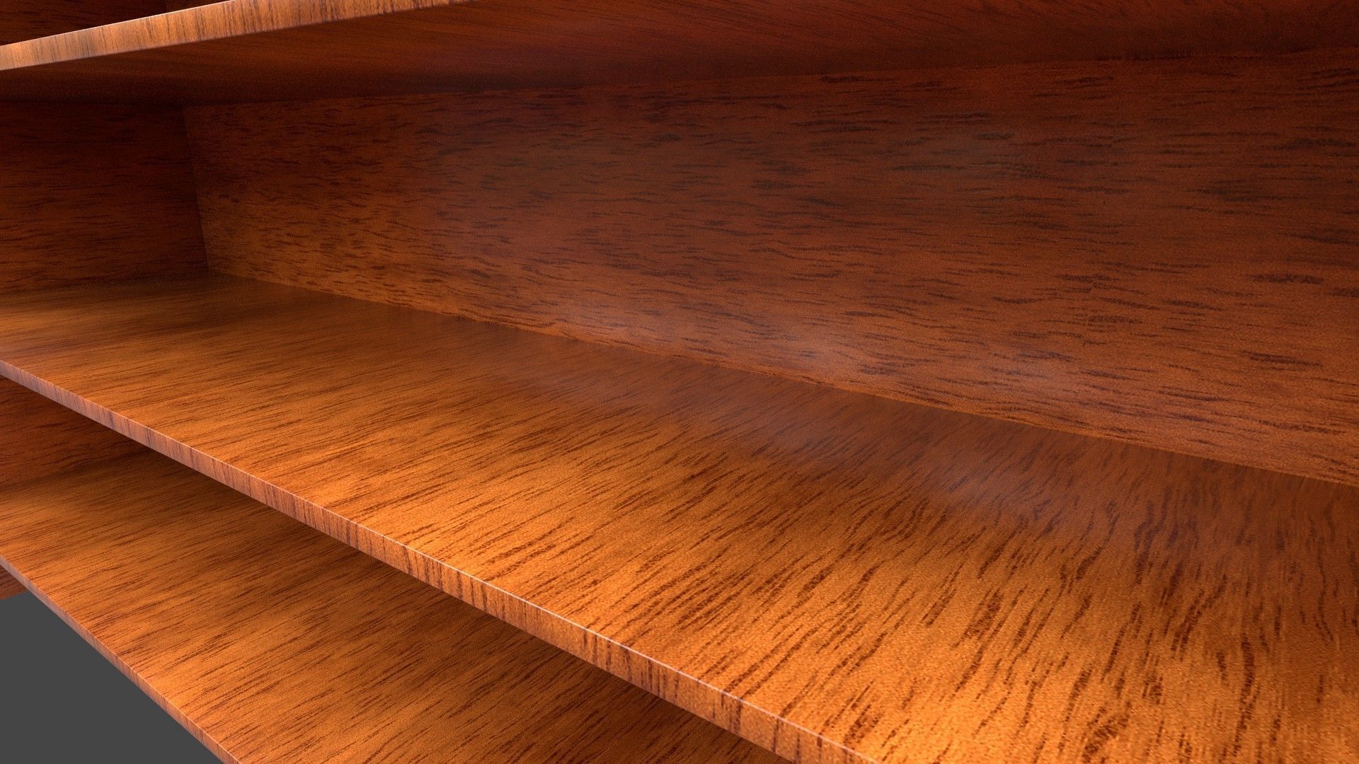 Bookshelf wooden shelf Low-poly 3D model_3