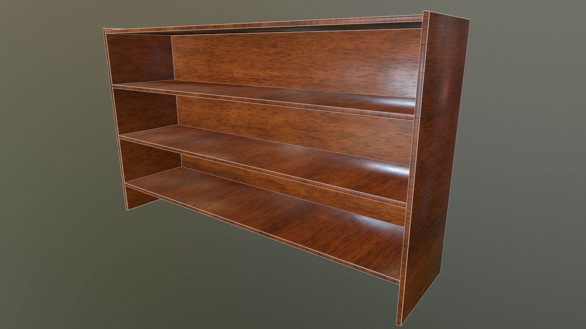 Bookshelf wooden shelf Low-poly 3D model_9