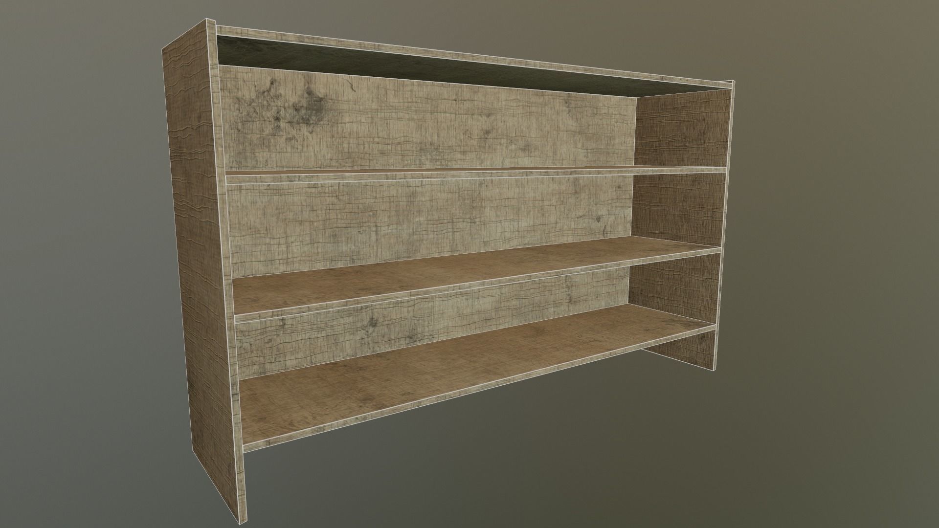 Bookshelf wooden shelf Low-poly 3D model_10
