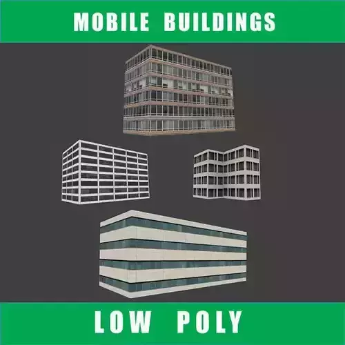 4 Mobile Buildings Low Poly Pack