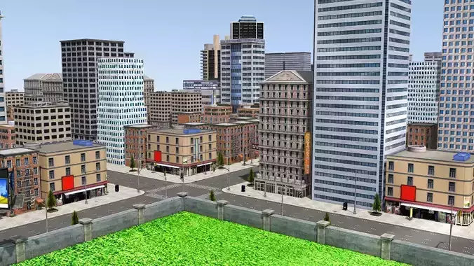 Realistic Modern City for Simulation and  Shooting Games