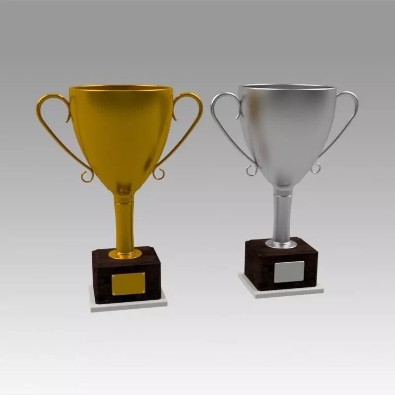 Trophy set gold and silver 3D model