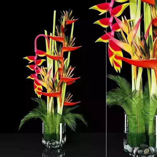 Plant 8 bird of paradise flower arrangement 3D model