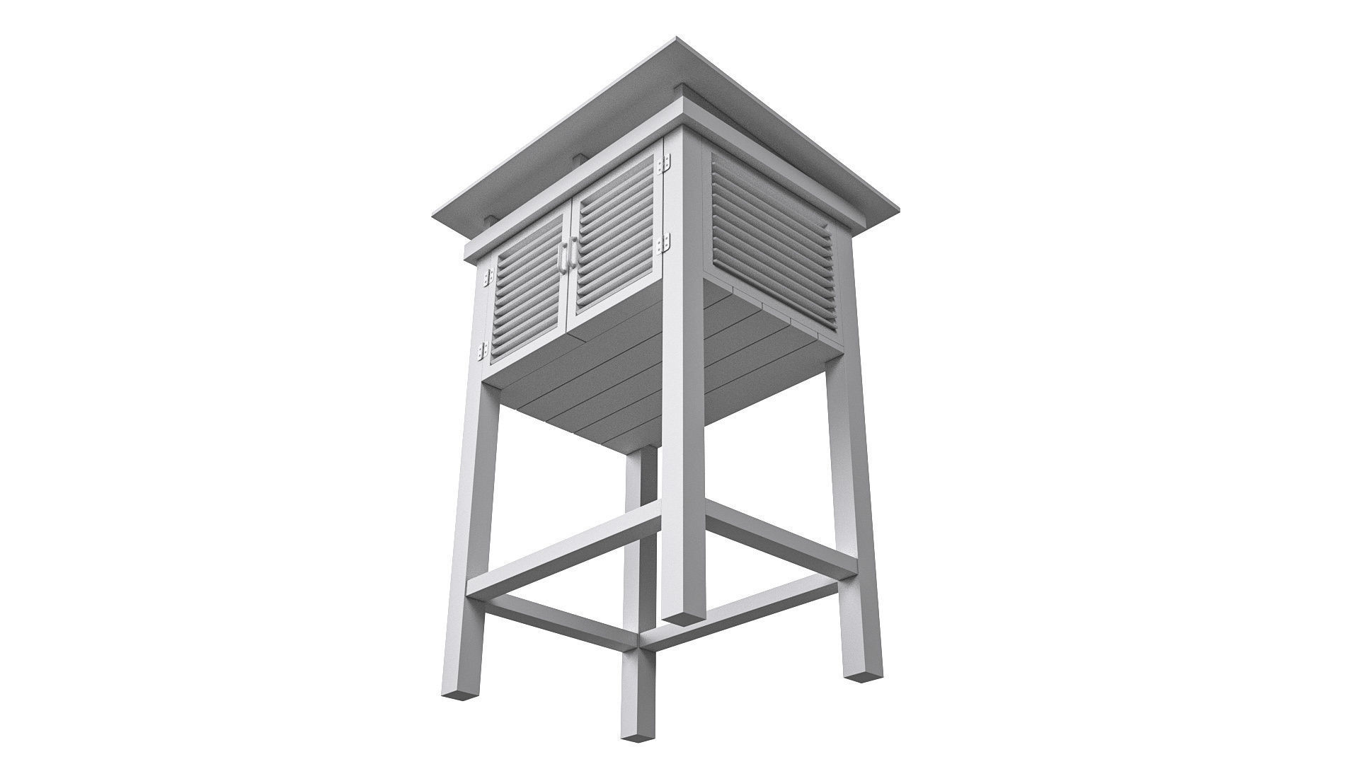 Stevenson Screen Low-poly 3D model_5
