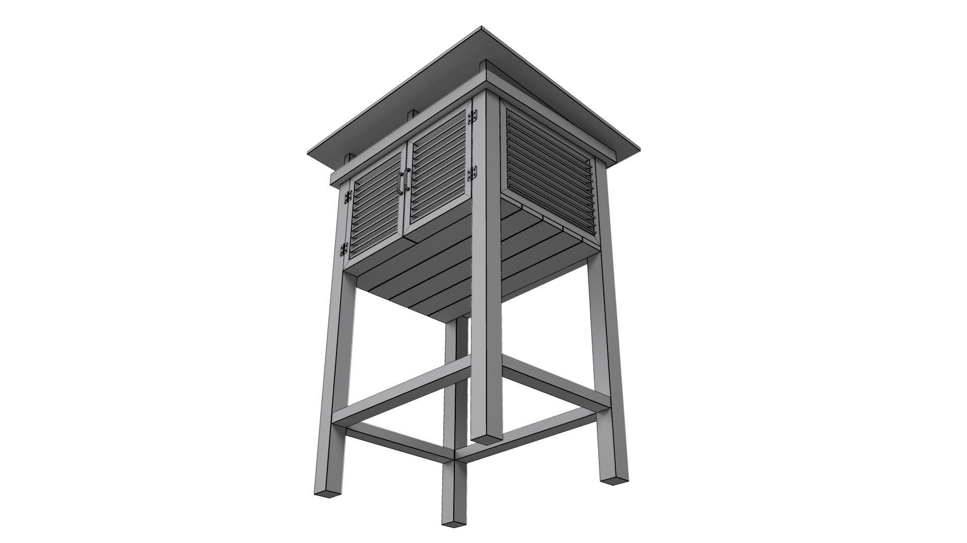 Stevenson Screen Low-poly 3D model_13