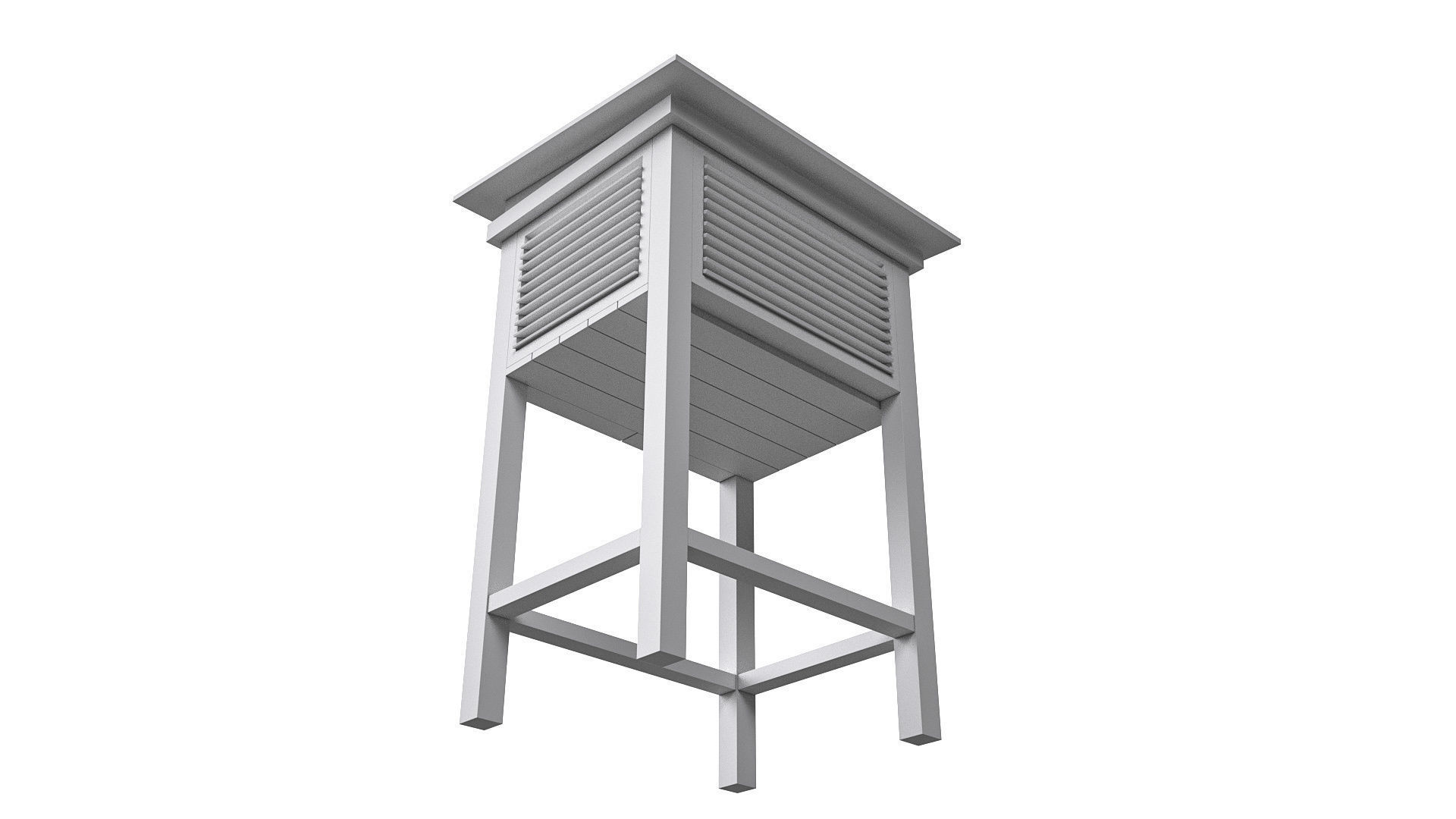 Stevenson Screen Low-poly 3D model_10