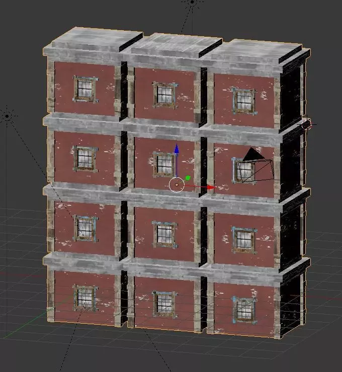 Buildings brick building with windows Free low-poly 3D model