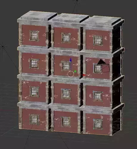 Buildings brick building with windows Free low-poly 3D model