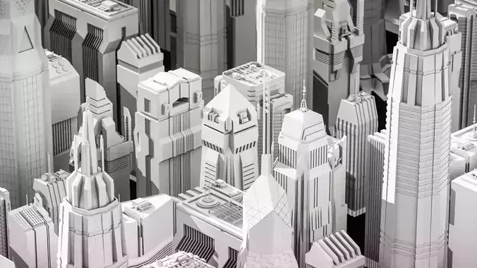 Cyberpunk modern low poly sci-fi skyscrapers Low-poly 3D model Cyberpunk modern low poly sci-fi skyscrapers Low-poly 3D model