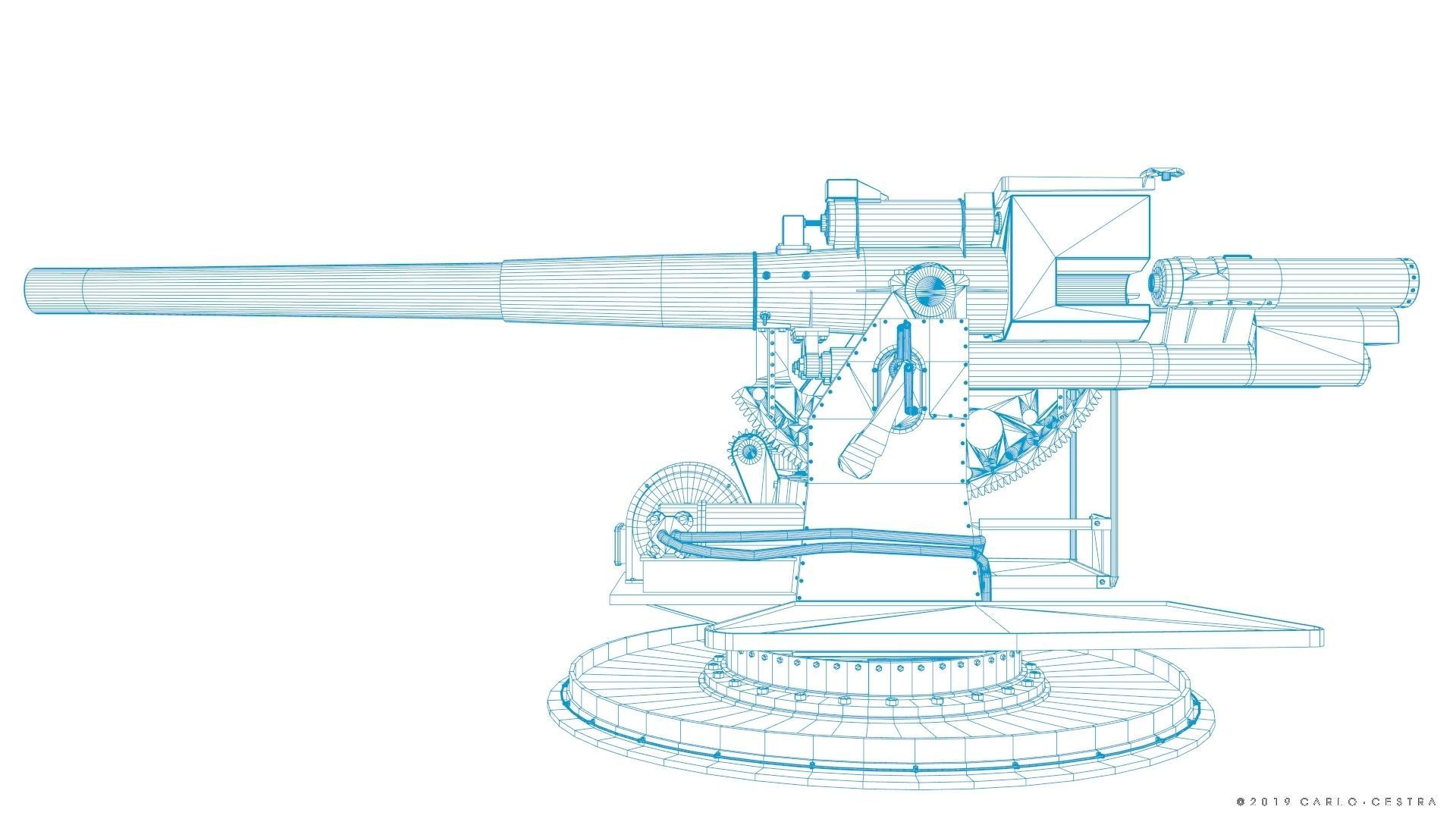 QF 120mm Mk VIII naval gun Low-poly 3D model_38