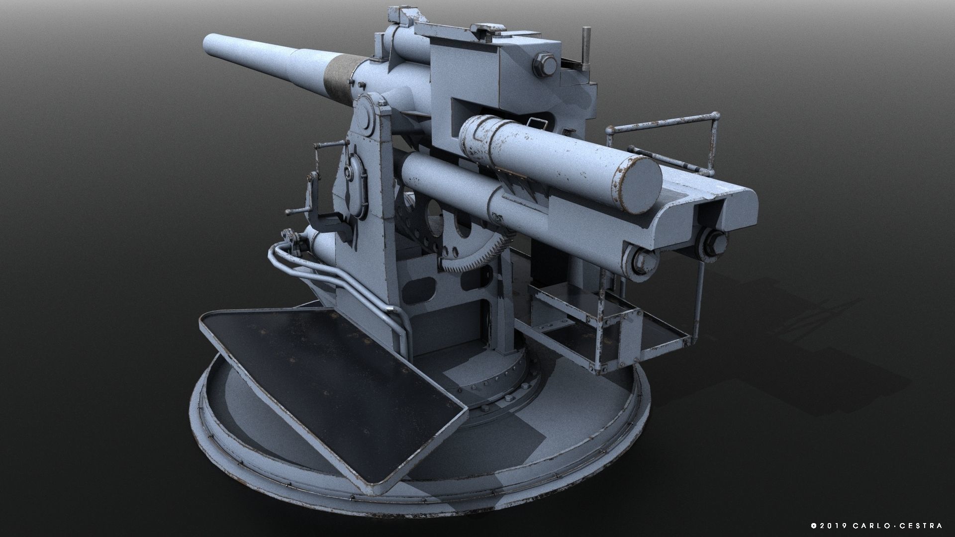 QF 120mm Mk VIII naval gun Low-poly 3D model_3