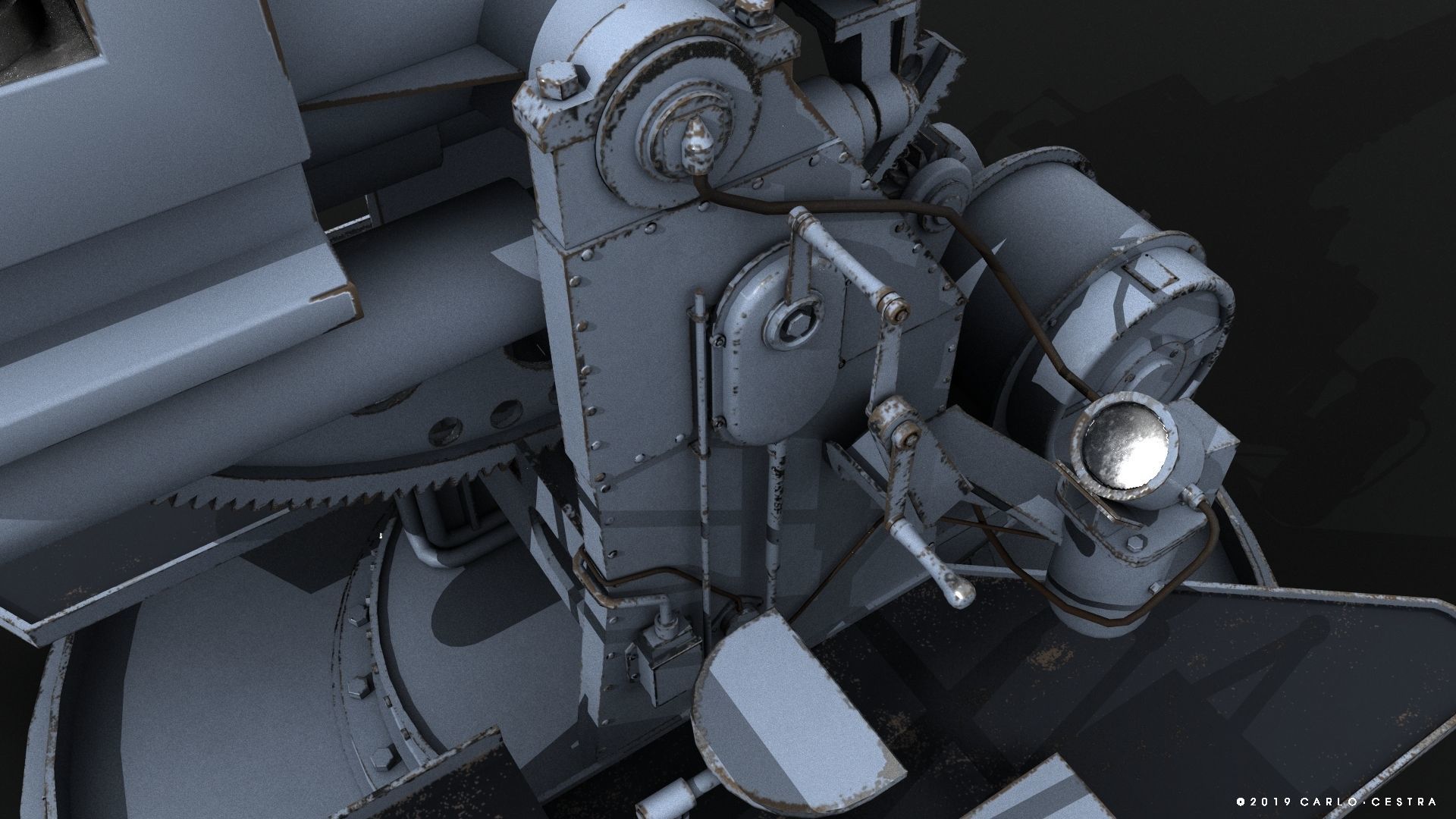 QF 120mm Mk VIII naval gun Low-poly 3D model_9