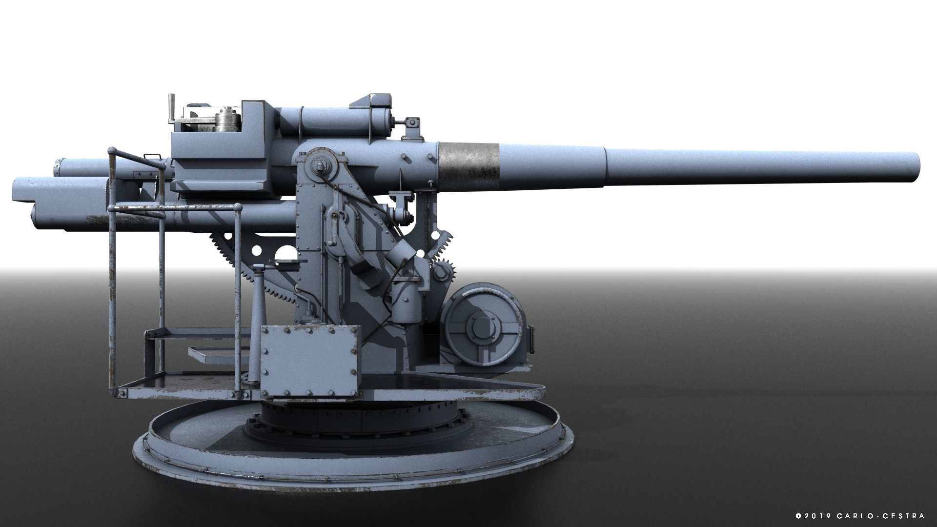 QF 120mm Mk VIII naval gun Low-poly 3D model_10