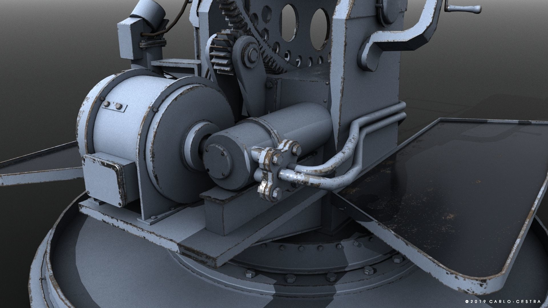 QF 120mm Mk VIII naval gun Low-poly 3D model_8