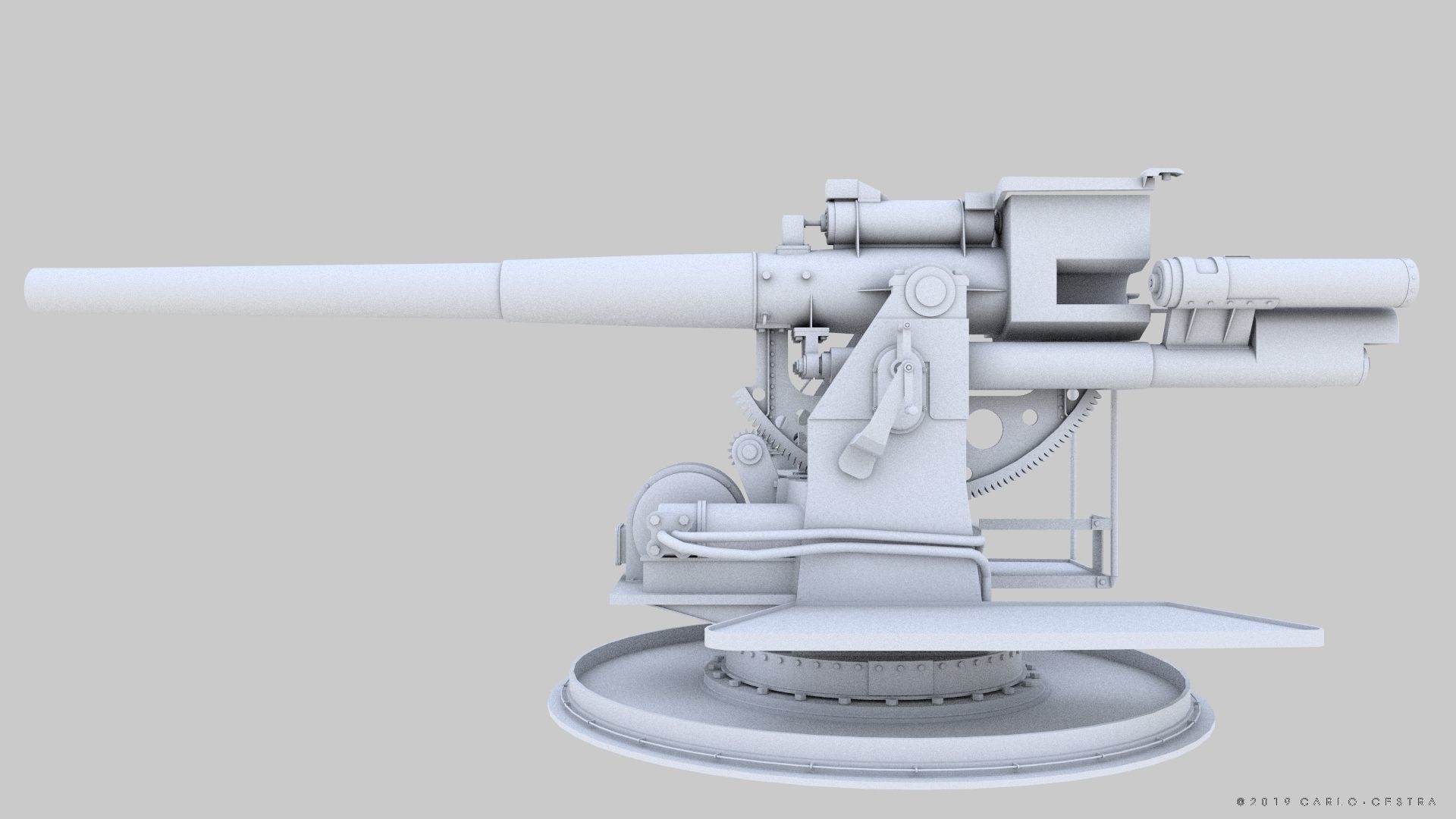 QF 120mm Mk VIII naval gun Low-poly 3D model_28