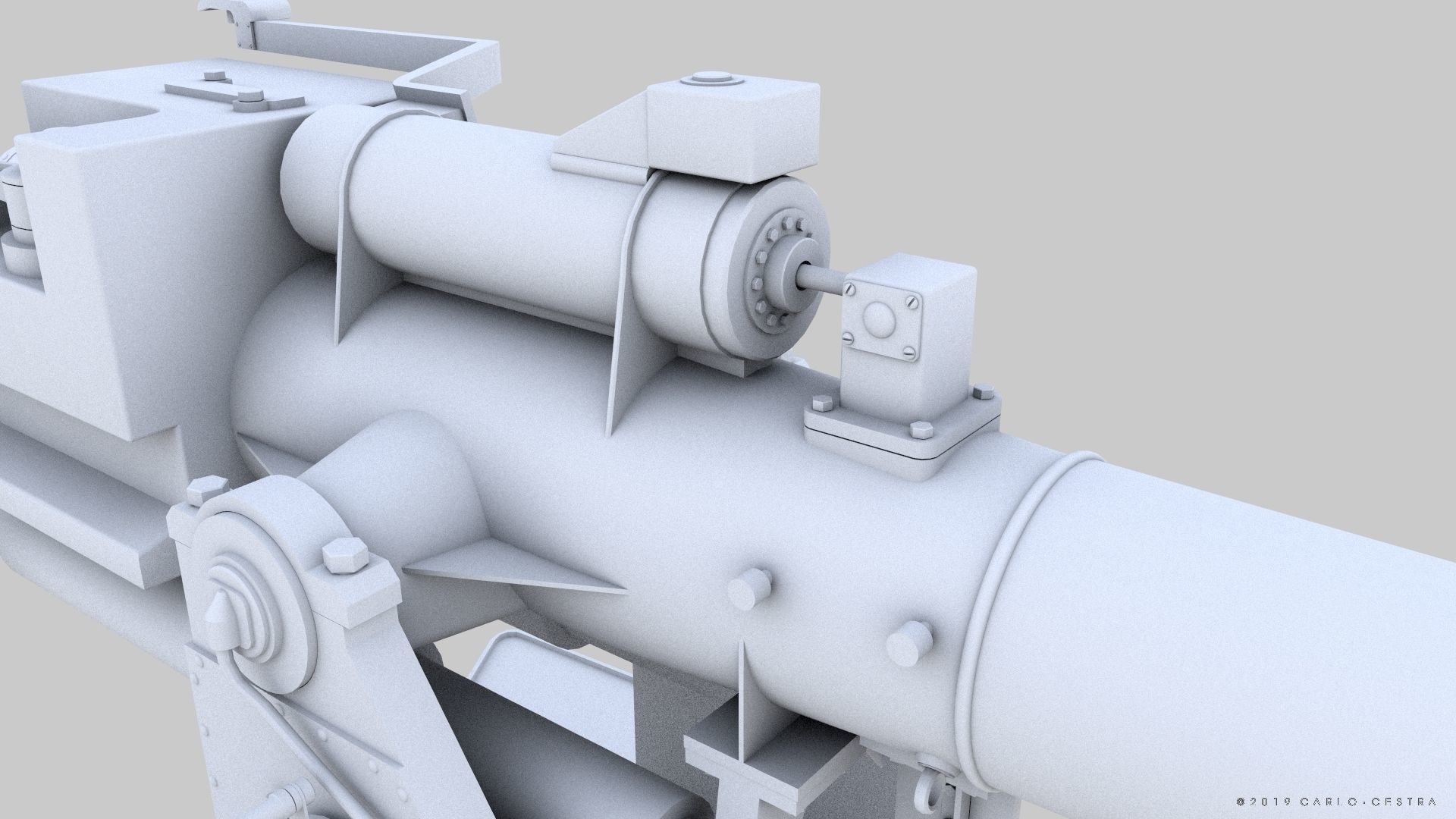 QF 120mm Mk VIII naval gun Low-poly 3D model_23