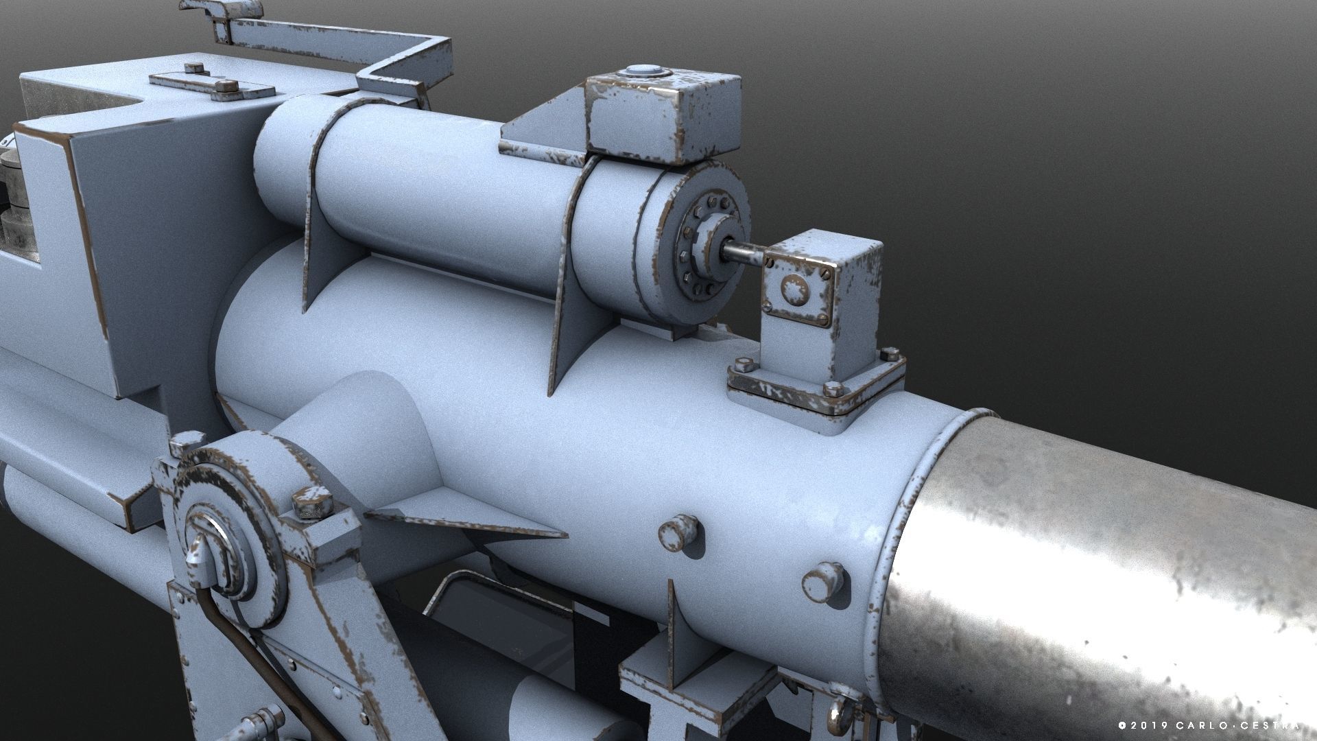 QF 120mm Mk VIII naval gun Low-poly 3D model_6