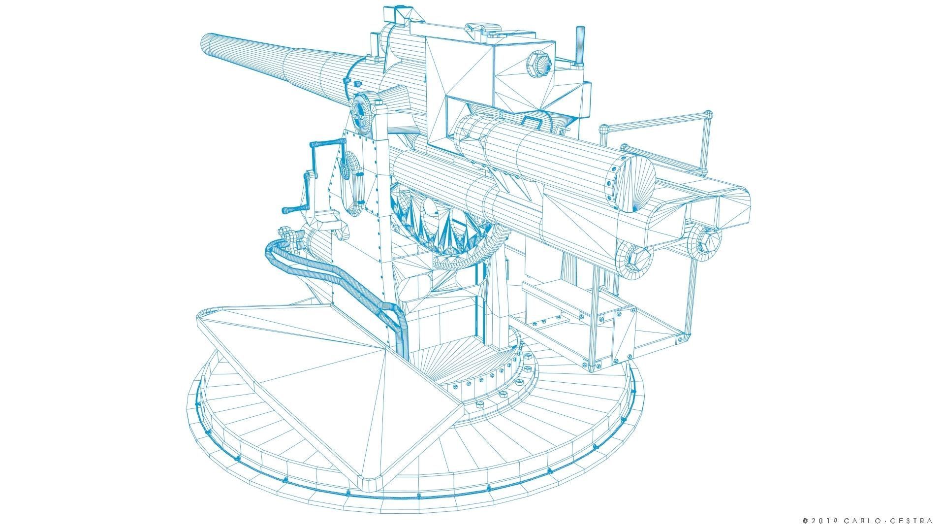 QF 120mm Mk VIII naval gun Low-poly 3D model_45