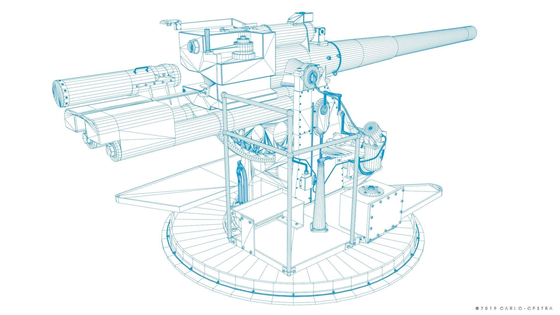 QF 120mm Mk VIII naval gun Low-poly 3D model_42