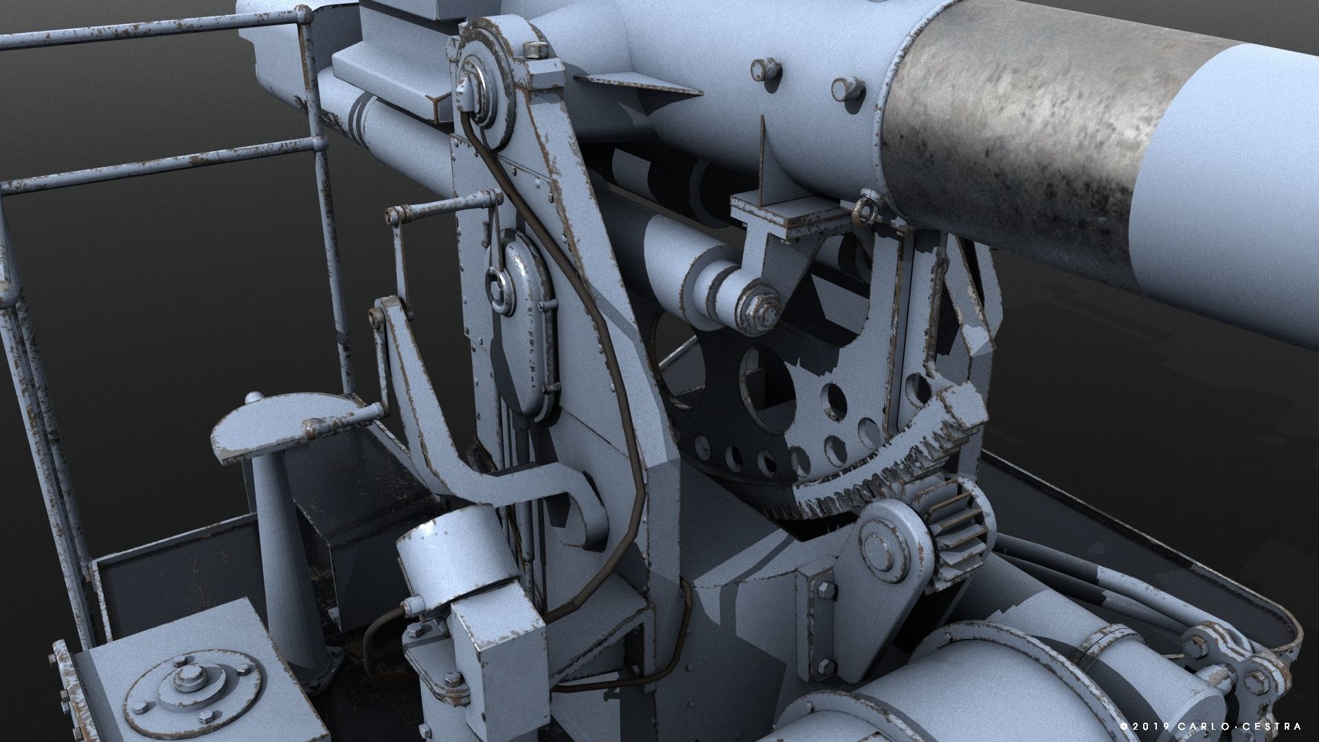 QF 120mm Mk VIII naval gun Low-poly 3D model_5