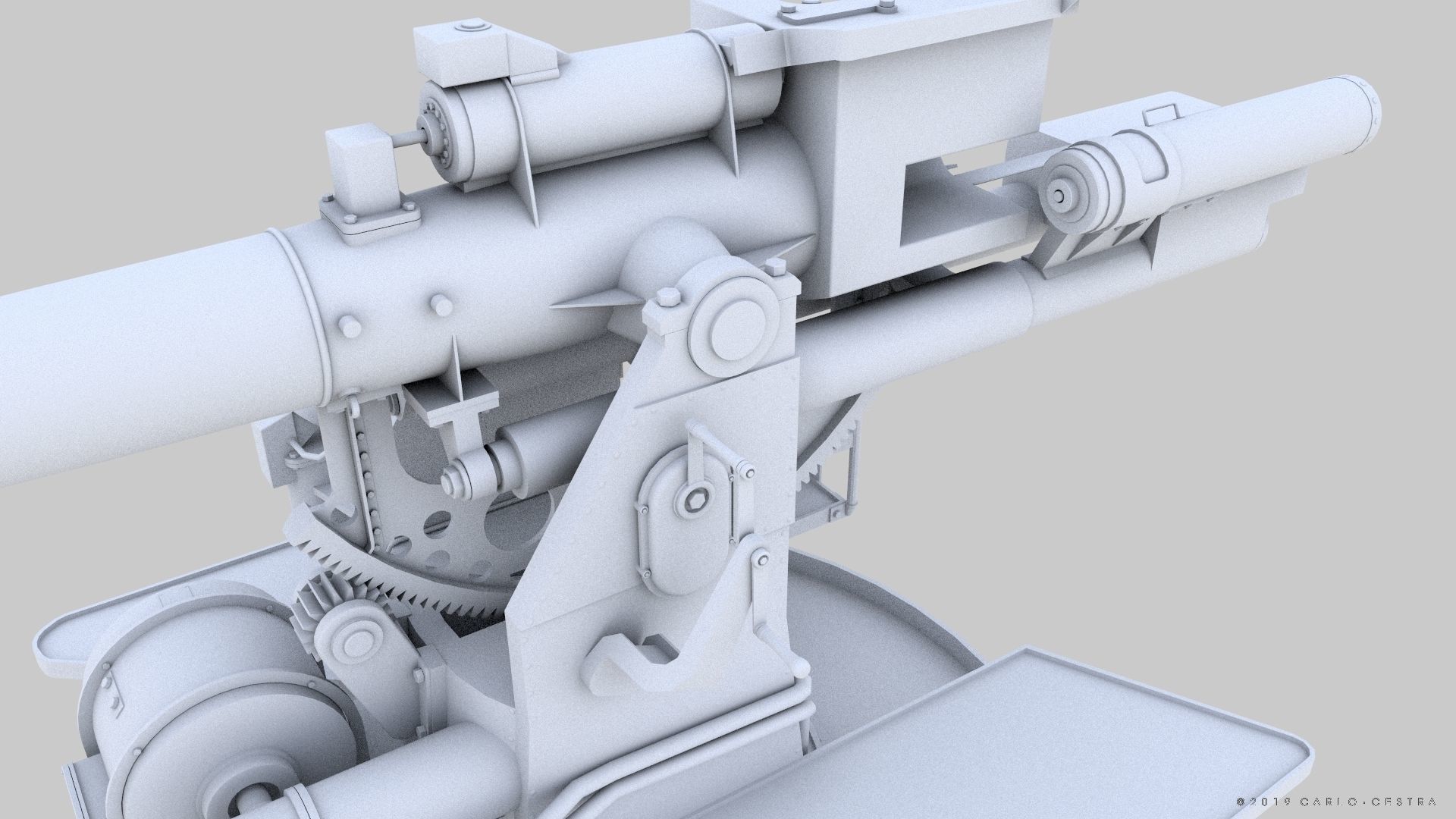 QF 120mm Mk VIII naval gun Low-poly 3D model_21