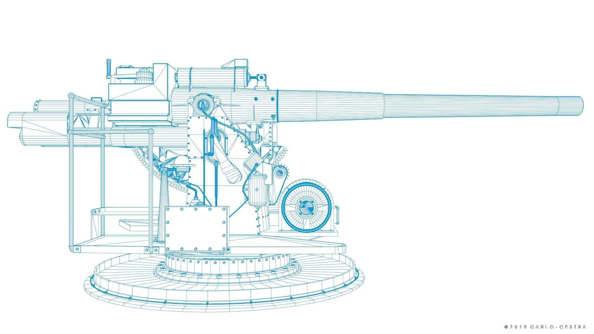 QF 120mm Mk VIII naval gun Low-poly 3D model_40