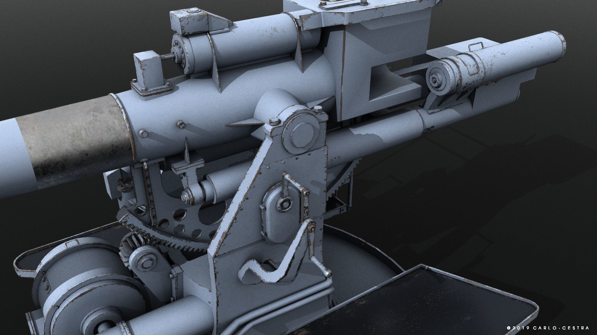 QF 120mm Mk VIII naval gun Low-poly 3D model_4