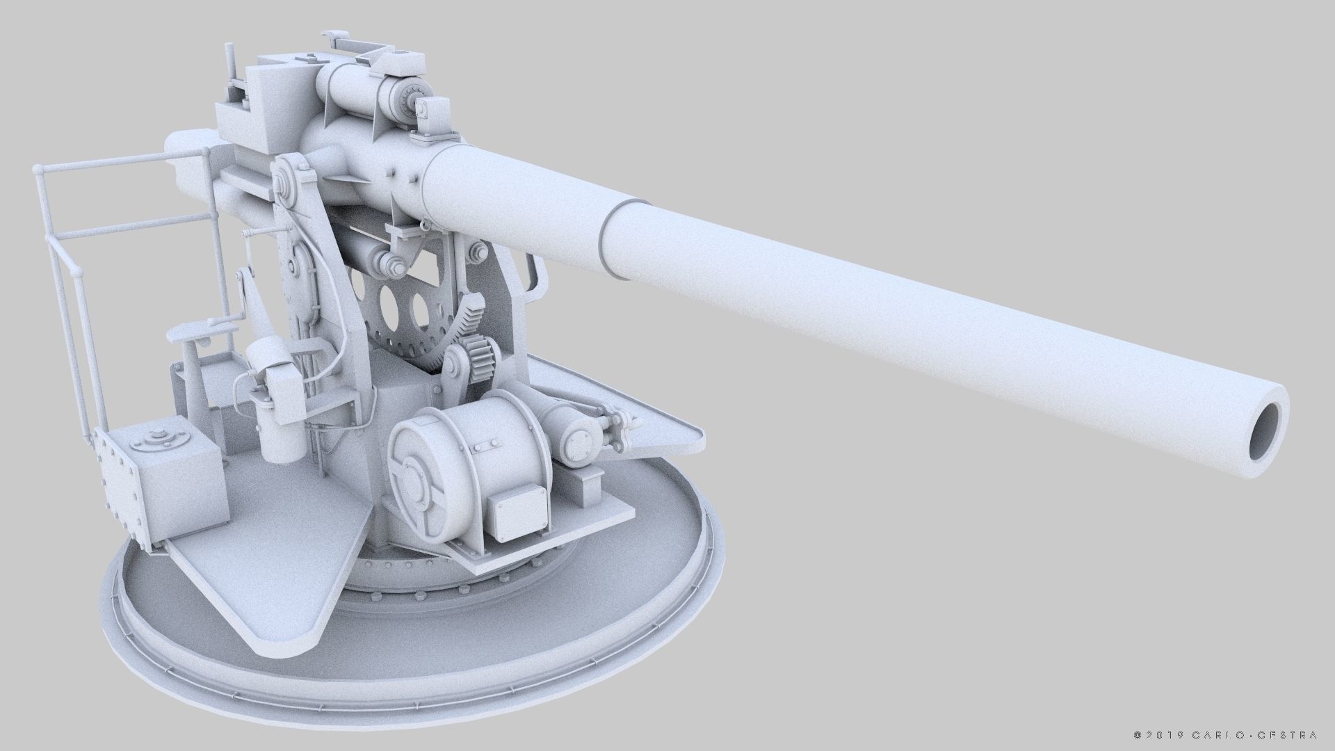 QF 120mm Mk VIII naval gun Low-poly 3D model_18
