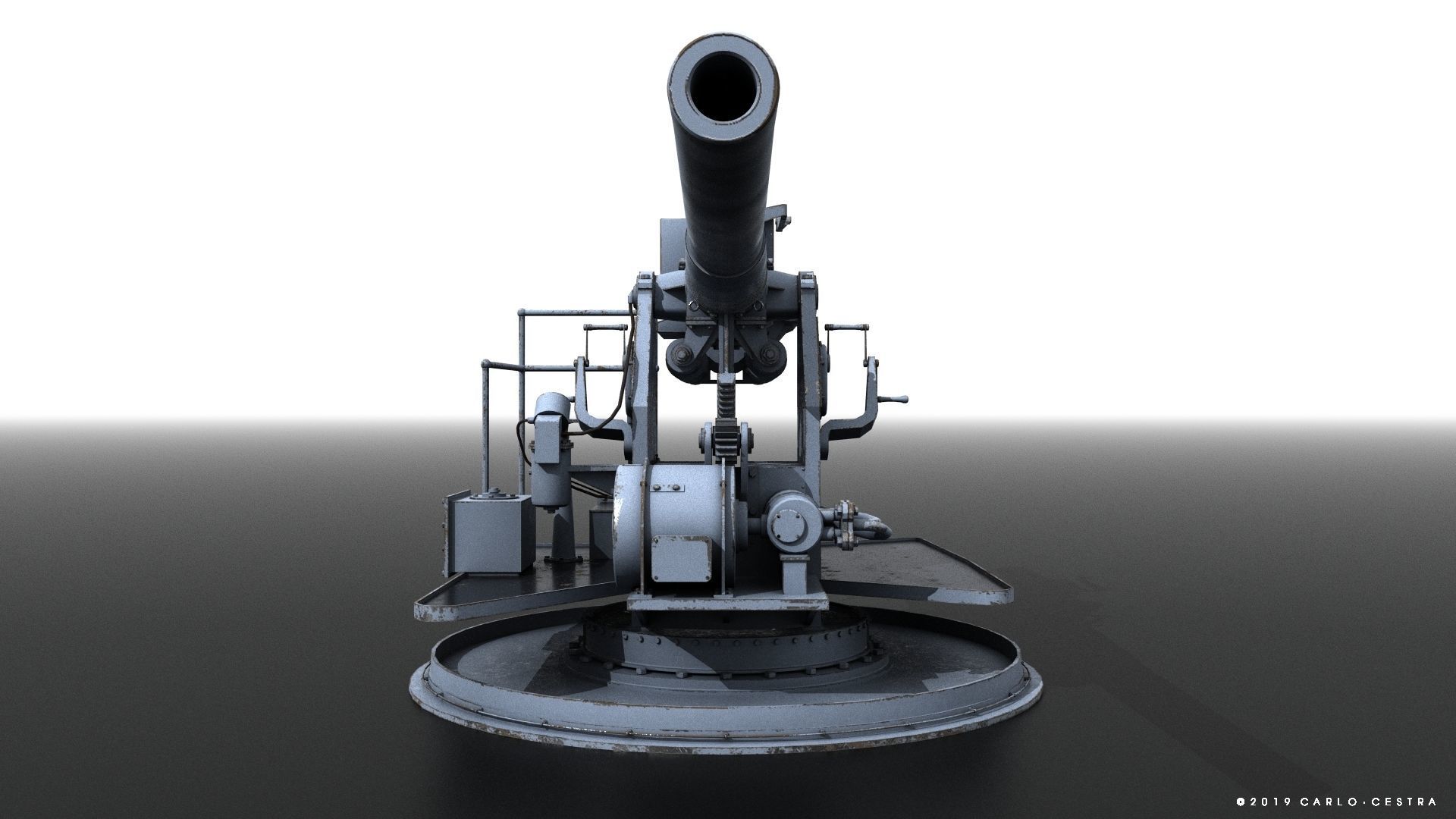 QF 120mm Mk VIII naval gun Low-poly 3D model_13