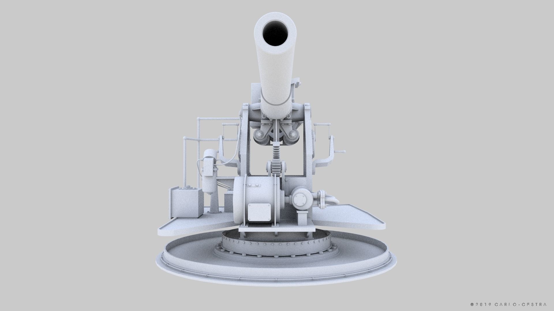 QF 120mm Mk VIII naval gun Low-poly 3D model_30