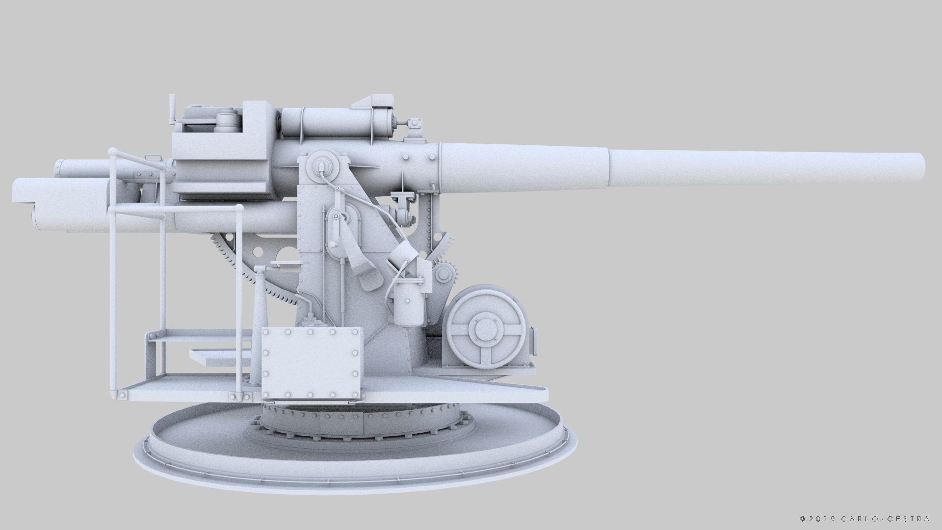 QF 120mm Mk VIII naval gun Low-poly 3D model_27