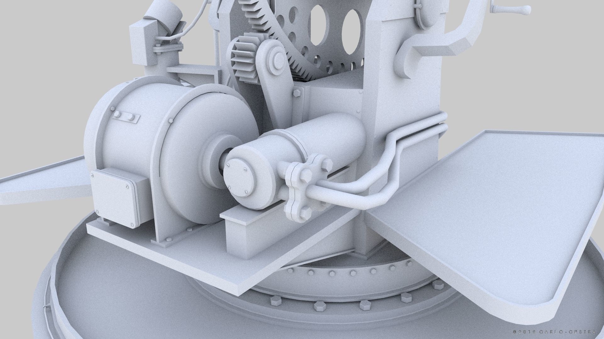 QF 120mm Mk VIII naval gun Low-poly 3D model_25