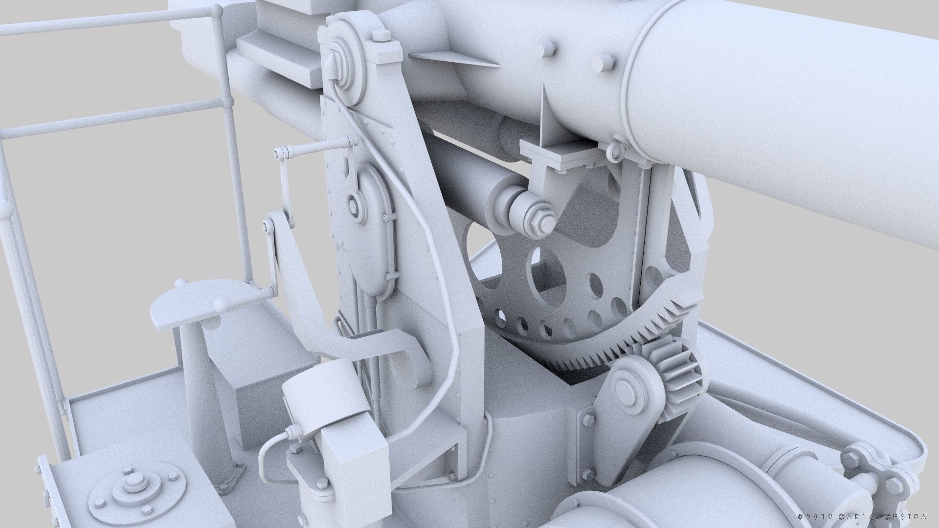 QF 120mm Mk VIII naval gun Low-poly 3D model_22