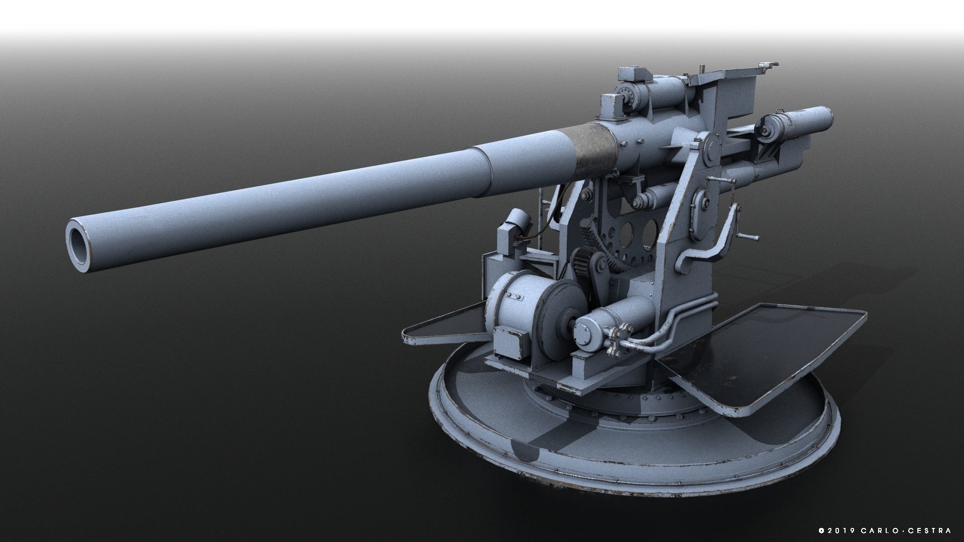 QF 120mm Mk VIII naval gun Low-poly 3D model_1
