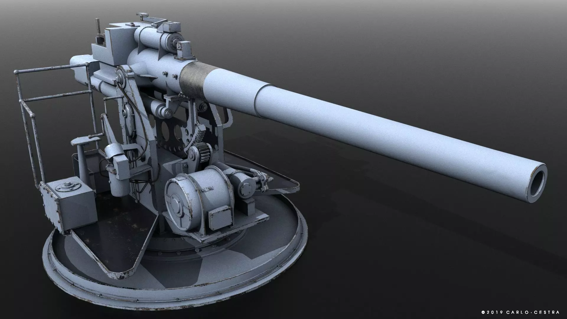 QF 120mm Mk VIII naval gun Low-poly 3D model_0