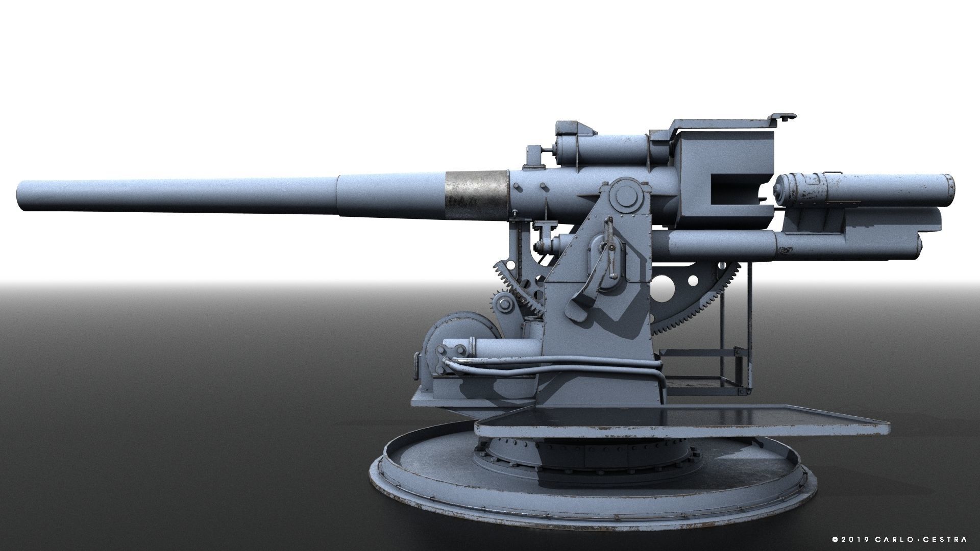 QF 120mm Mk VIII naval gun Low-poly 3D model_11