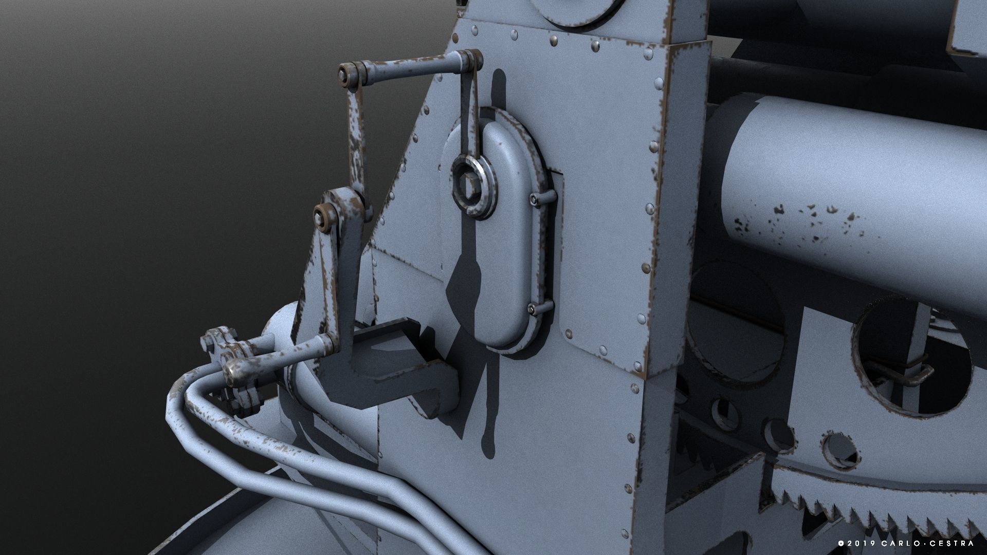 QF 120mm Mk VIII naval gun Low-poly 3D model_7