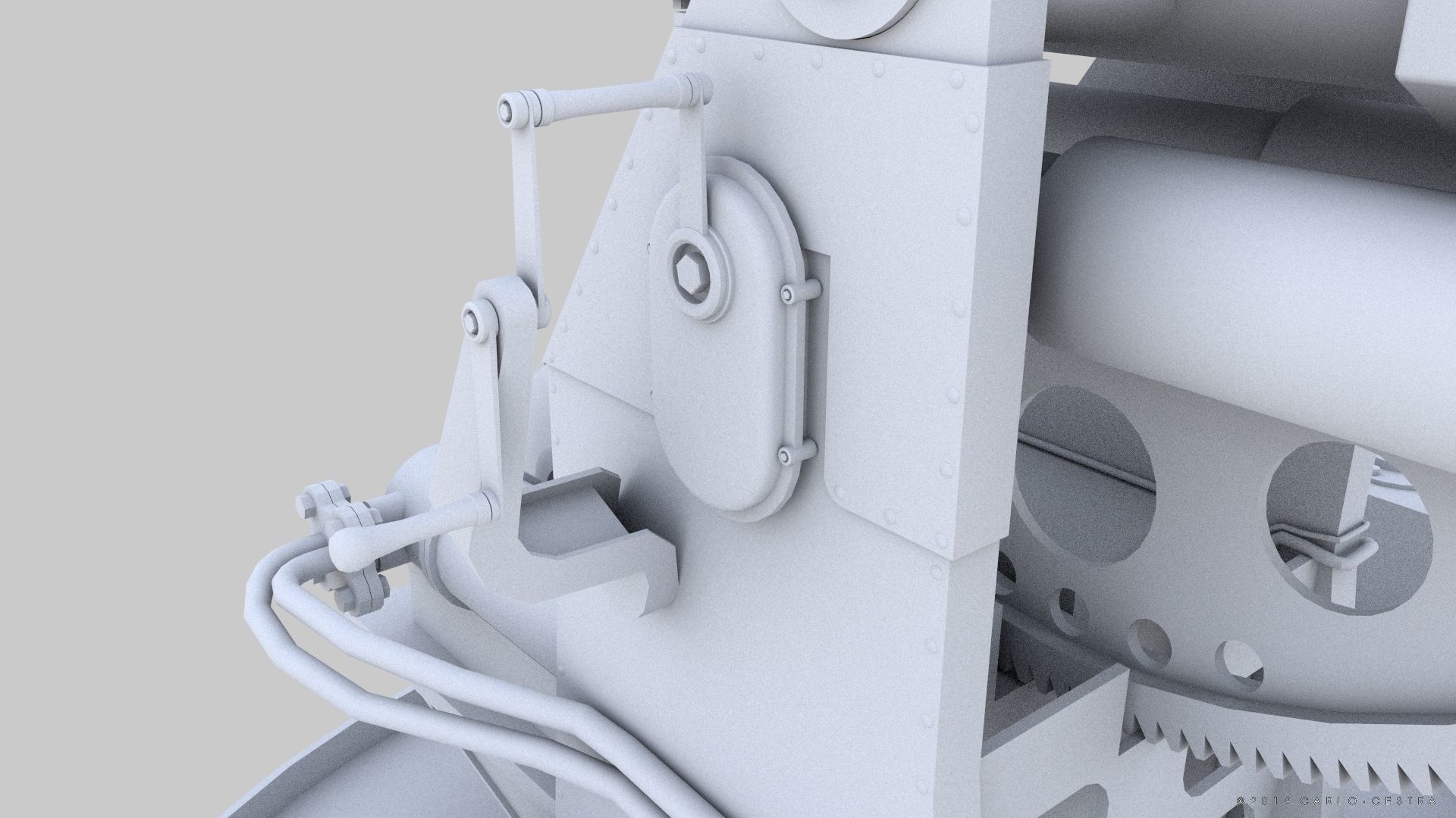 QF 120mm Mk VIII naval gun Low-poly 3D model_24