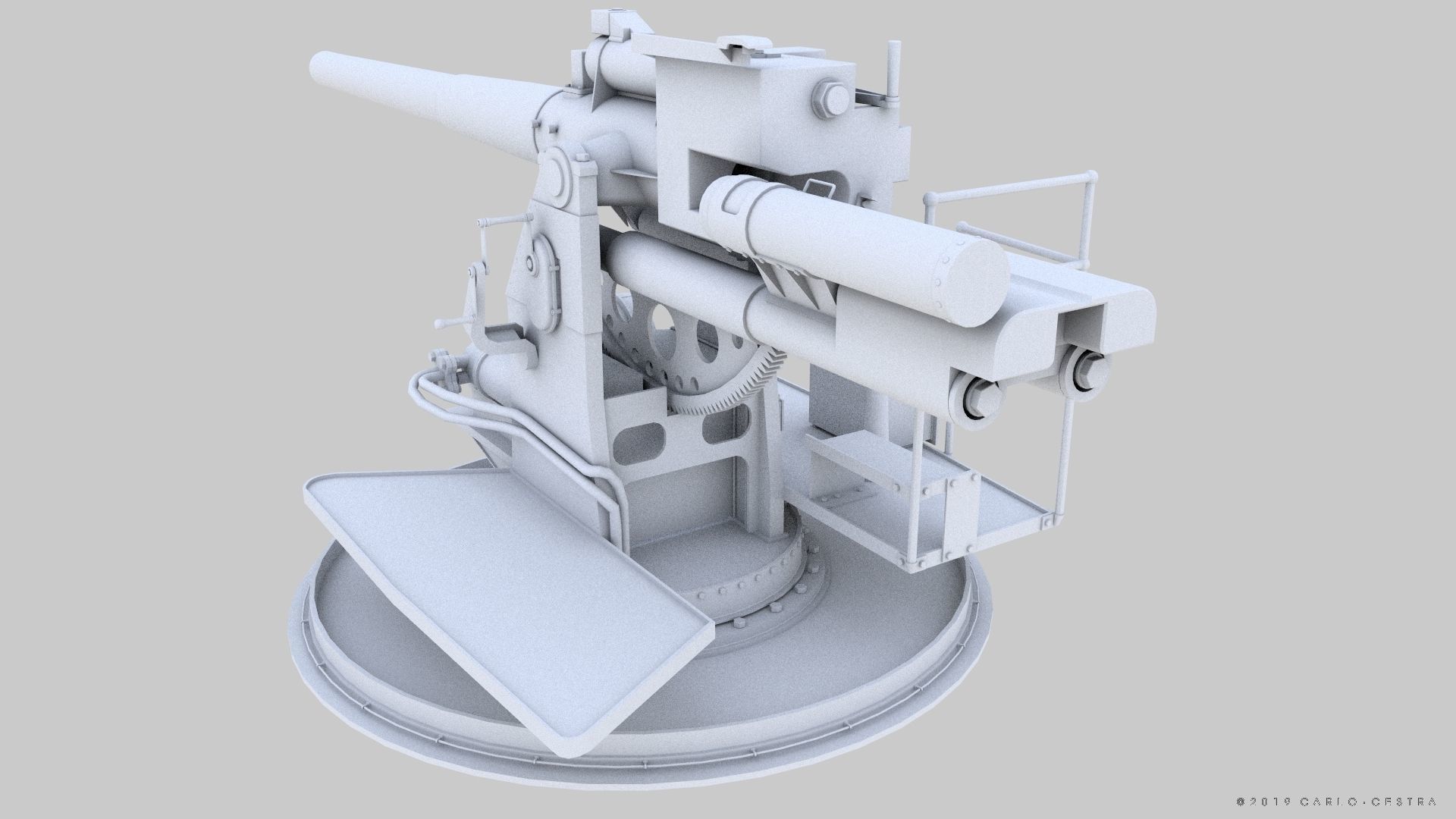 QF 120mm Mk VIII naval gun Low-poly 3D model_20