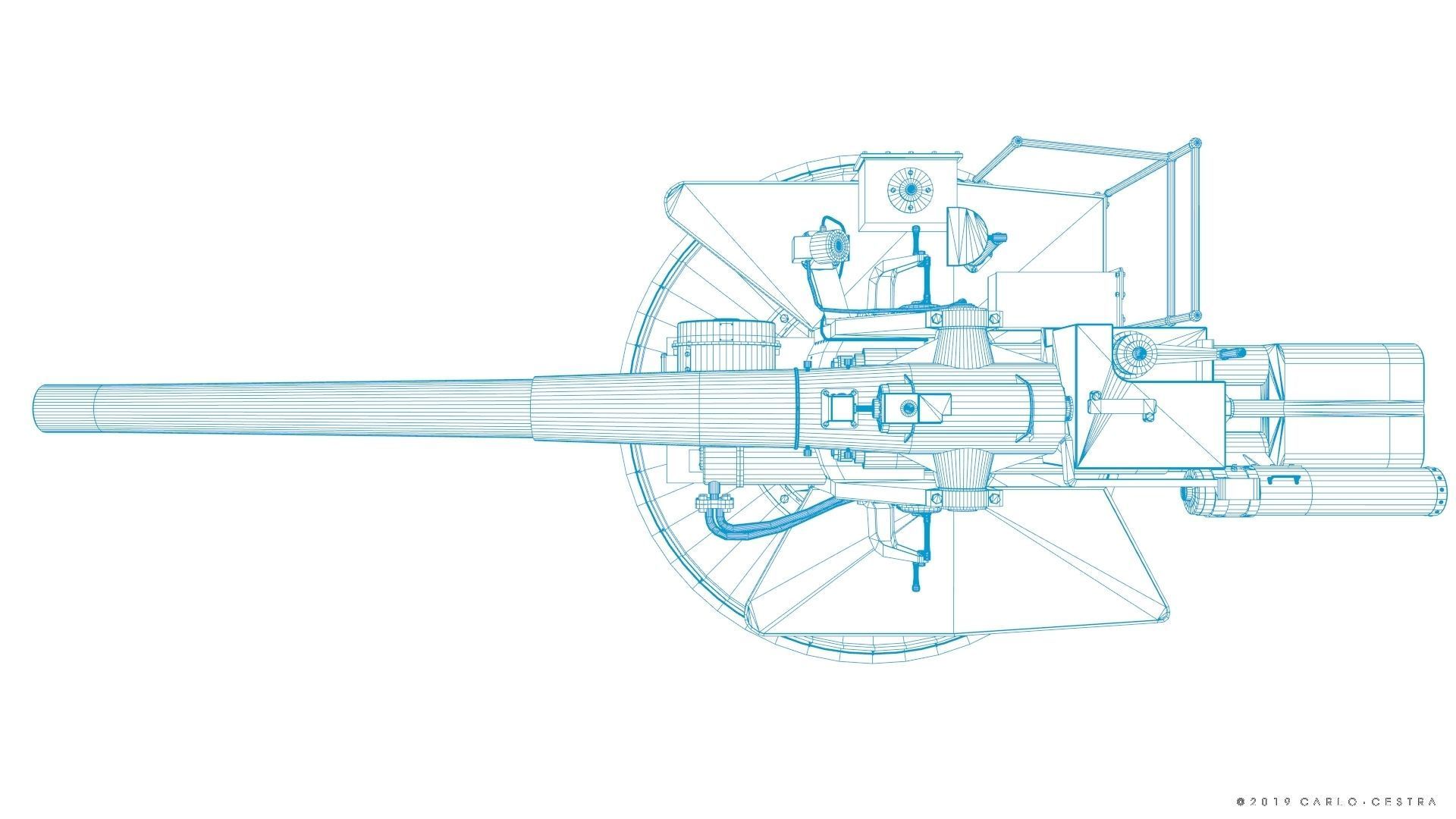 QF 120mm Mk VIII naval gun Low-poly 3D model_39