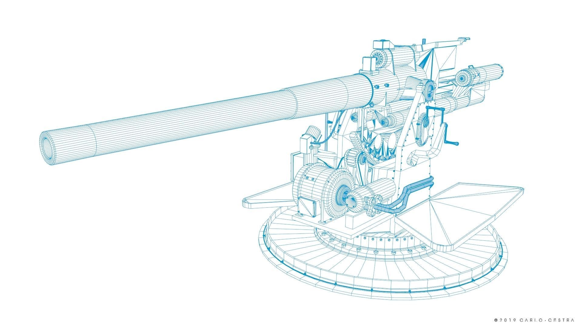 QF 120mm Mk VIII naval gun Low-poly 3D model_41
