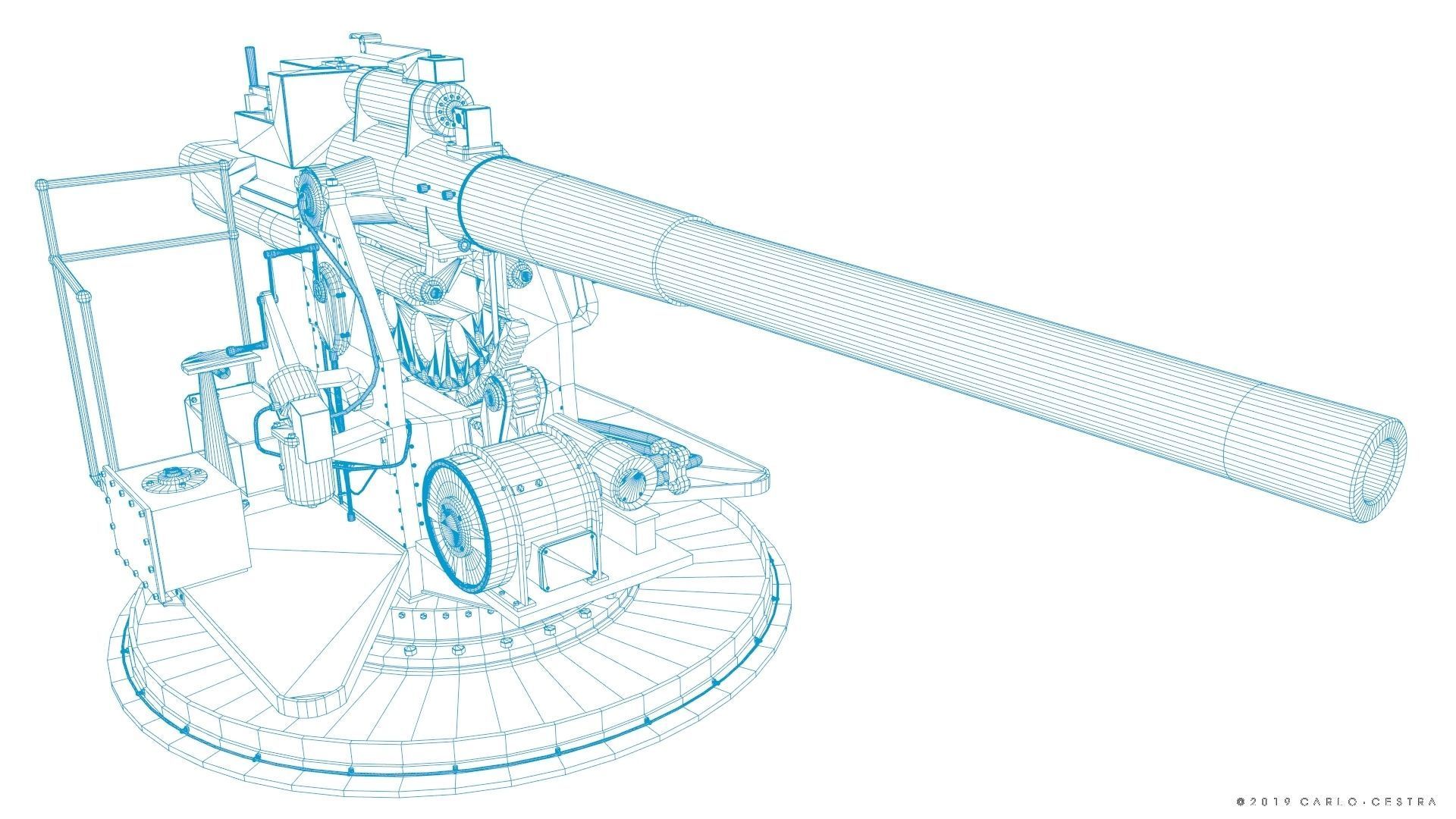 QF 120mm Mk VIII naval gun Low-poly 3D model_44