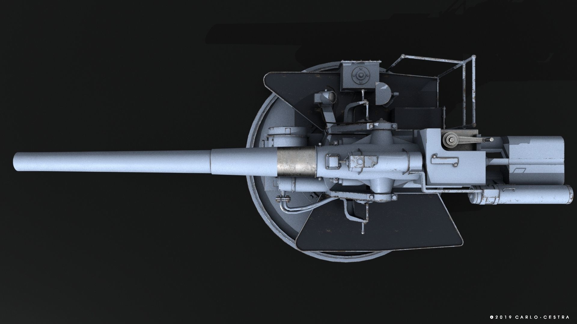 QF 120mm Mk VIII naval gun Low-poly 3D model_14