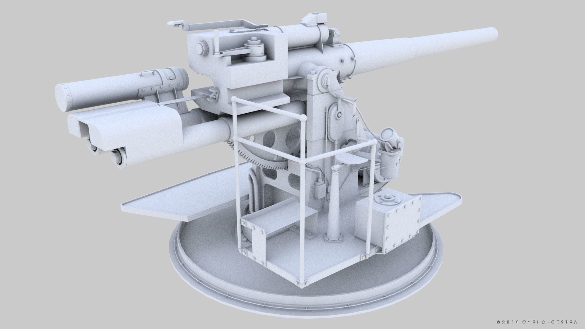 QF 120mm Mk VIII naval gun Low-poly 3D model_19