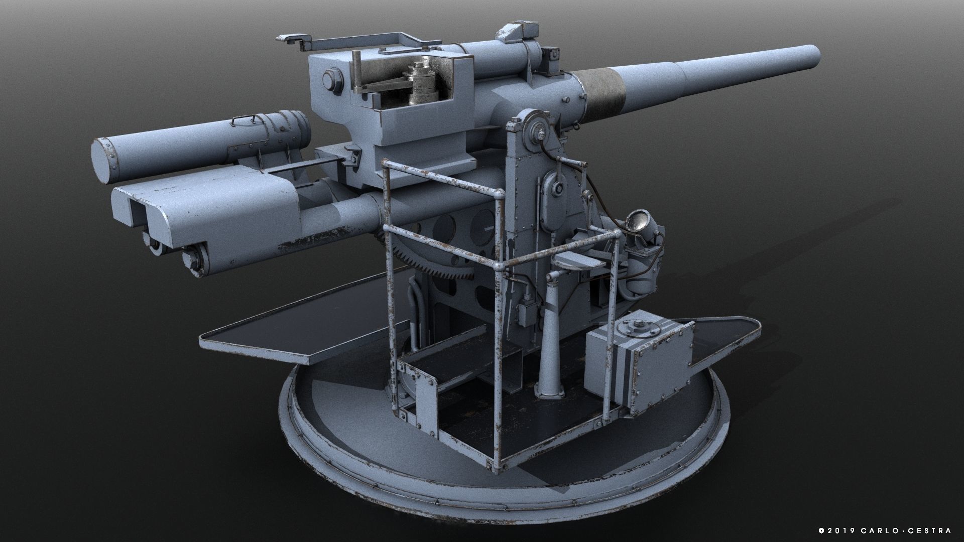 QF 120mm Mk VIII naval gun Low-poly 3D model_2